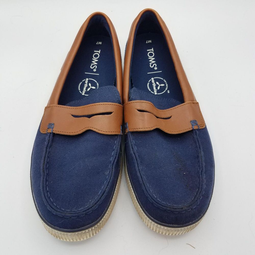 Cole Haan Men's 7 M Nantucket 2.0 Penny Loafers Blue Canvas C33799